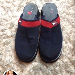 Vintage Tommy Hilfiger Platform Slides flag Logo 8